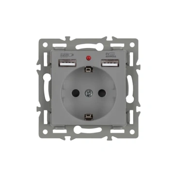 Розетка встраиваемая USB A+A Arlight SCT-MUAA-PL-GR 043735 2,1A с/з серая