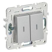 Выключатель встраиваемый двухклавишный проходной с подсветкой IEK SKANDY SK-V22-1-10-K23 SK-V10S серебряный