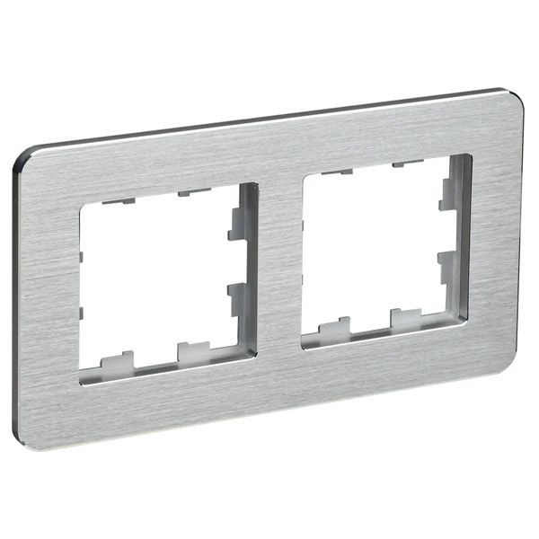 Рамка металлическая 2 поста IEK BRITE BR-M22-M-21-K47 РУ-2-1-Бр алюминий RE AL