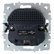Штепсельная розетка встраиваемая IEK BRITE 16А BR-R14-16-U21-D21-K53 РЮш10-1-БрГ с з/к и шторками с USB A+A 2,1А графит