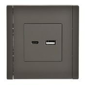 Розетка встраиваемая USB IEK FORTE&PIANO A+C 3,1А FP-U22-D31-K03 FP350 серый