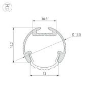 алюминиевый профиль KLUS ROUND-D18-2000 ANOD 025482