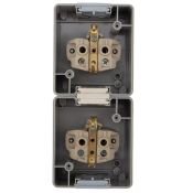 Блок вертикальный 2 розетки INDUSTRIAL KR-78-0616 с/з серый керамический IP54 KRANZ