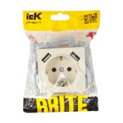 Штепсельная розетка встраиваемая IEK BRITE 16А BR-R14-16-U21-D31-K10 РЮш10-2-БрКр с з/к и шторками с USB A+A 3,1А бежевый