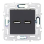 Розетка встраиваемая USB IEK SKANDY A+A 3,1А SK-U21-D31-K48 SK-R15T титан