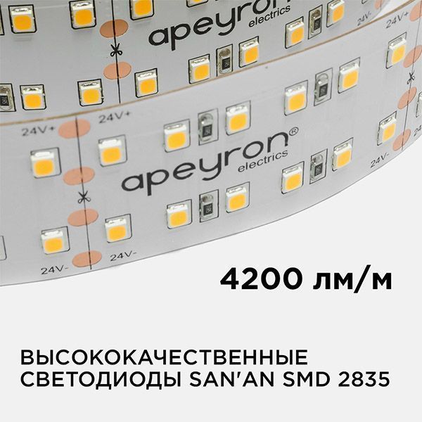 Светодиодная лента Белый 2835 24V 42W/m 240Led/метр 00-307 PRO 30мм IP20 Светодиодная лента Белый 2835 24V 42W/m 240Led/метр 00-307 PRO 30мм IP20