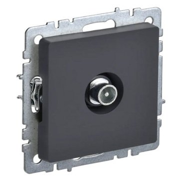 ТВ-розетка встраиваемая проходная IEK BRITE BR-A10-P-K53 РТВ10-0-БрГ графит