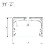 алюминиевый профиль S-LUX с экраном SL-LINE-4932-2500 ANOD+OPAL 020465