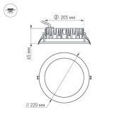 Встраиваемый светильник  30W Белый теплый 021070  LTD-220WH-FROST-30W 220V IP44 круглый белый