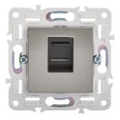Розетка встраиваемая компьютерная IEK SKANDY SK-K10-2-K50 SK-K02N RJ45 кат.6 металл никель