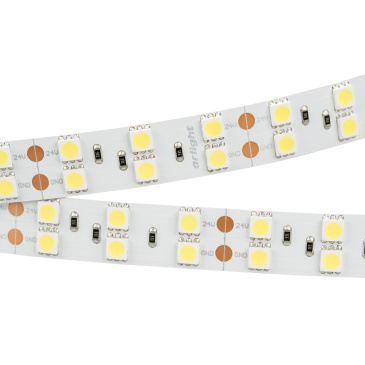 Светодиодная лента Белый теплый 5060 24V 28.8W/m 120Led/метр 028654(2) RT-B120 2x2 3000K LUX