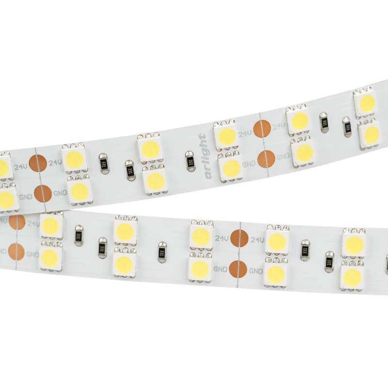 Светодиодная лента Белый теплый 5060 24V 28.8W/m 120Led/метр 028654(2) RT-B120 2x2 3000K LUX