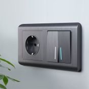 Выключатель встраиваемый двухклавишный с подсветкой  WERKEL W1120104 графит рифленый