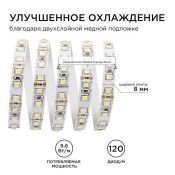 Светодиодная лента Белый теплый 3528 12V  9.6W/m 120Led/метр 32BL 8мм блистер