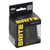 Розетка встраиваемая USB IEK BRITE A+C 45Вт BR-U22-045-K53 РЮ11-2-БрГ графит