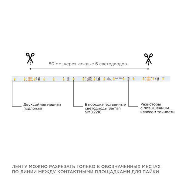 Светодиодная лента Белый теплый 2216 24V  5.4W/m 120Led/метр R00-378 4мм Светодиодная лента Белый теплый 2216 24V  5.4W/m 120Led/метр R00-378 4мм