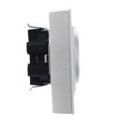 Штепсельная розетка встраиваемая двойная IEK BRITE 16А BR-R24-16-K47-F РСш12-3-БрА с з/к и шторками в сборе алюминий