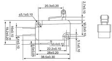 Микропереключатель RWA-406 / KW1-103-6 / 16(5)A/250V 3c без фиксации с роликом