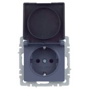 Штепсельная розетка встраиваемая IEK BRITE 16А BR-R16-16-44-K35 РСбш10-3-44-БрМ с з/к и шторками с крышкой маренго IP44