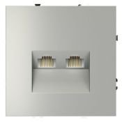 Розетка компьютерная встраиваемая VOLTUM S70 двойная RJ45+RJ45 кат.6 сталь