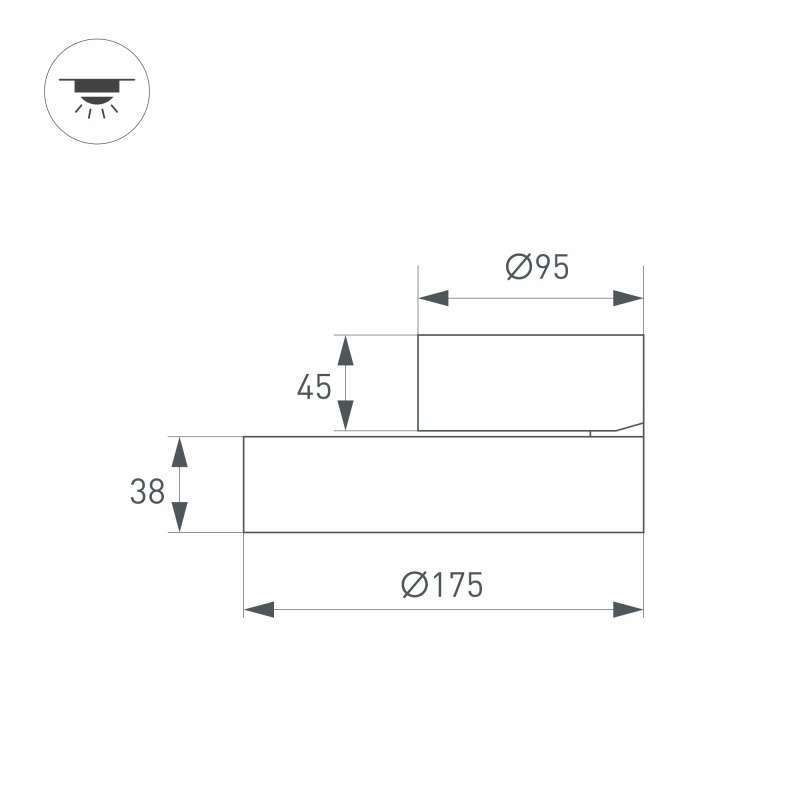 Накладной светильник  16W Белый дневной 028163 SP-RONDO-FLAP-R175-16W 220V откидной поворотный круглый черный
