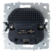 Штепсельная розетка встраиваемая IEK BRITE 16А BR-R14-16-U21-D31-K53 РЮш10-2-БрГ с з/к и шторками с USB A+A 3,1А графит