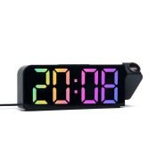 Часы - будильник электронные настольные RGB с проекцией на потолок, термометром, календарем, USB черный