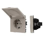 Штепсельная розетка встраиваемая Arlight SCT-NOBE-MCP-SFPL-CA 16А 059440 с/з с крышкой кашемир IP44