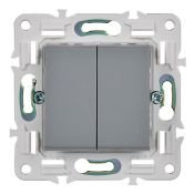 Выключатель встраиваемый двухклавишный перекрестный IEK SKANDY SK-V23-0-10-K03 SK-V06Gr серый