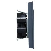 Штепсельная розетка встраиваемая двойная IEK BRITE 10А BR-R23-10-K35-F РСш12-2-БрМ без з/к с з/ш в сборе маренго