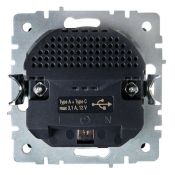 Штепсельная розетка встраиваемая IEK BRITE 16А BR-R14-16-U22-018-K37 РЮш11-1-БрШ с з/к и шторками с USB A+C 18Вт шампань