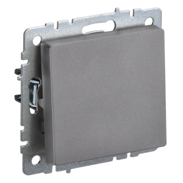 Выключатель встраиваемый одноклавишный IEK BRITE BR-V10-0-10-K46 ВС10-1-0-БрС сталь