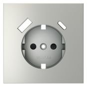 Накладка для розетки с заземлением и защитными шторками с USB A+C S70 сталь