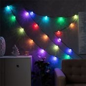 Умная гирлянда «Нить» RGB с насадками «Рифленые шарики» темная нить, управление с приложения, USB, 6.0 м., USB, 20Led, IP20