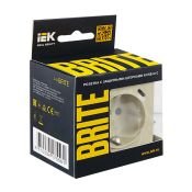 Штепсельная розетка встраиваемая IEK BRITE 16А BR-R14-16-U22-018-K10 РЮш11-1-БрКр с з/к и шторками с USB A+C 18Вт бежевый