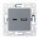 Розетка встраиваемая USB IEK SKANDY A+C 18Вт SK-U22-018-K03 SK-R13Gr серый