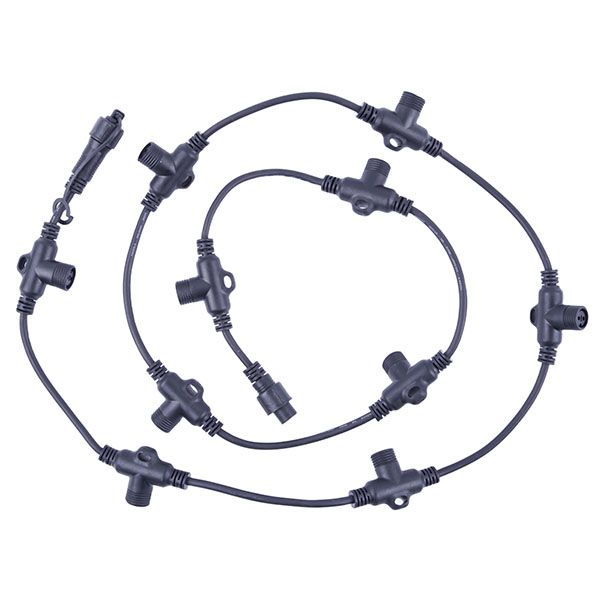 Провод-шина для гирлянд UL-00013219 UCX-F90 T10-2M-BK черный 2м, 10 Т-коннекторов, шаг 20см,статика-мерцание IP67