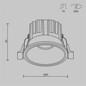 Встраиваемый светильник  7W Белый теплый DL058-7W3K-B Раунд/Round 50deg 230V круглый черный