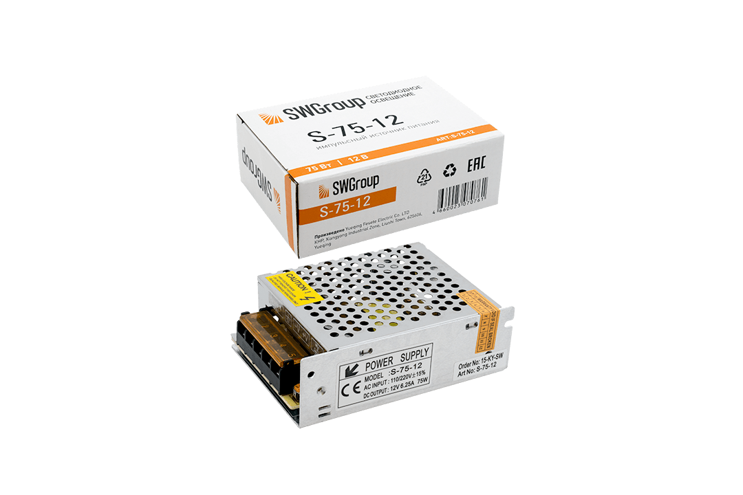 Блок питания (AC-DC) 12V  75W 00-00000298  S-75-12  кожух