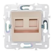 Розетка встраиваемая компьютерная двойная IEK SKANDY SK-K20-1-K98 SK-K03Sa RJ45 кат.5E песочный