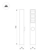 светильник 12W Белый теплый 055038 LGD-TILLIS-BOLL-SOCKET-H900 (GR, 92 deg, 230V) IP65 цилиндр стационарный серый