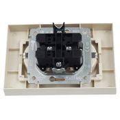 Штепсельная розетка встраиваемая двойная IEK BRITE 16А BR-R24-16-K10-F РСш12-3-БрКр с з/к и шторками в сборе бежевый