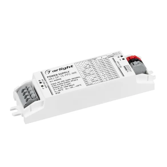 блок питания токовый (AC-DC)   100-700mA 15W 048998 ARJ-SP-15-PFC-WR пластик