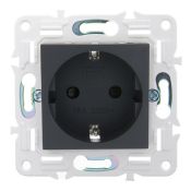 Штепсельная розетка встраиваемая IEK SKANDY 16А SK-R14-16-1-K53 SK-R06G с з/к и шторками безвинтовое крепление графит