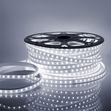 Светодиодная лента Белый 2835 220V  6W/m  60Led/м герм 10-62 Стандарт IP65 50М