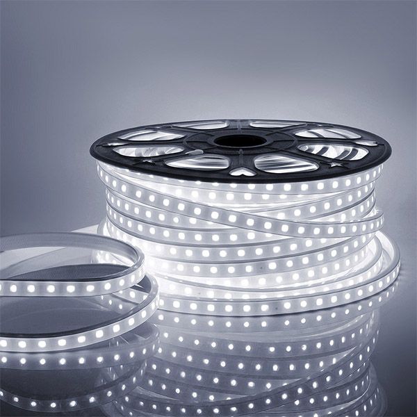 Светодиодная лента Белый 2835 220V  6W/m  60Led/м герм 10-62 Стандарт IP65 50М