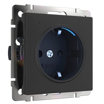Штепсельная розетка встраиваемая WERKEL 16A 250V W1171408 с/з и подсветкой черный матовый