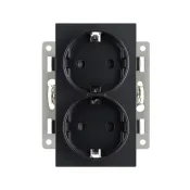 Штепсельная розетка встраиваемая двойная Arlight SCT-MEUD-PL-BK 16А 043765 с з/к черная