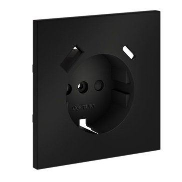 Накладка для розетки с заземлением и защитными шторками с USB A+C S70 черный матовый