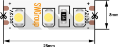 Светодиодная лента Желтый 2835/3528 12V  9.6W/m 120Led/метр 00-00009461 SWG3120-12-9.6-Y-65-M Norma